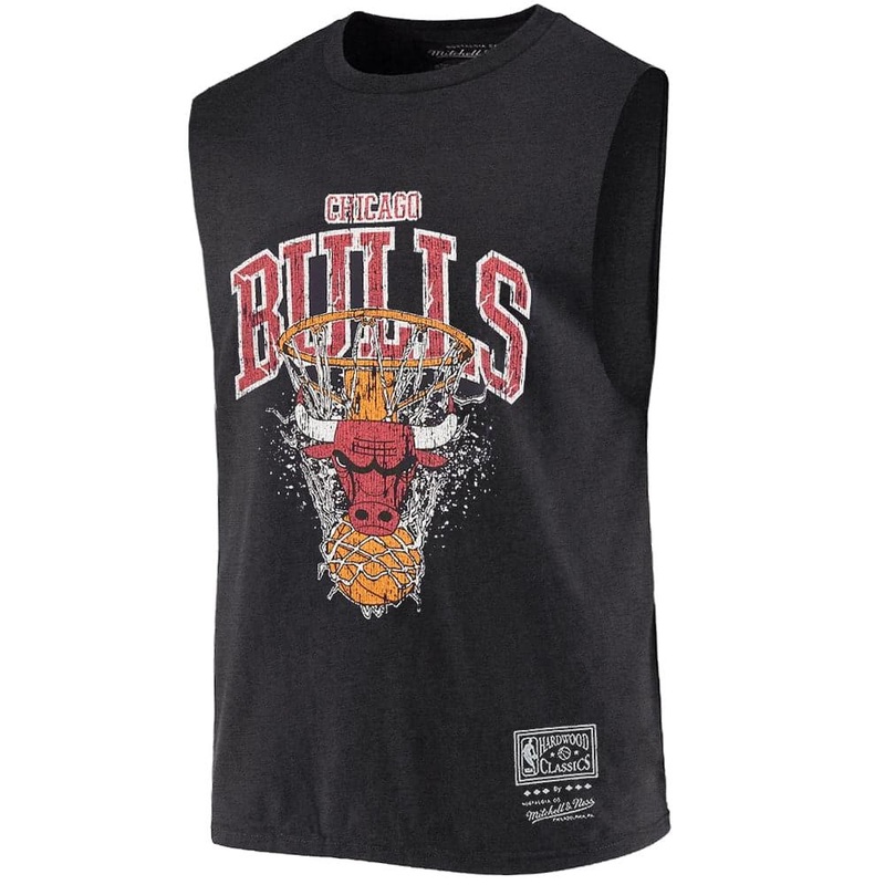 Chicago Bulls Mitchell & Ness NBA Arch Shatter Muscle Vintage T-Shirt – Faded Black