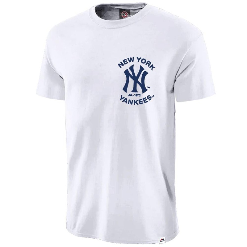 New York Yankees Majestic MLB Away Logo T-Shirt – White
