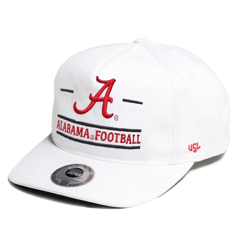 Alabama Crimson Tide USL NCAA Stacked Pro Golfer Snapback Hat – White