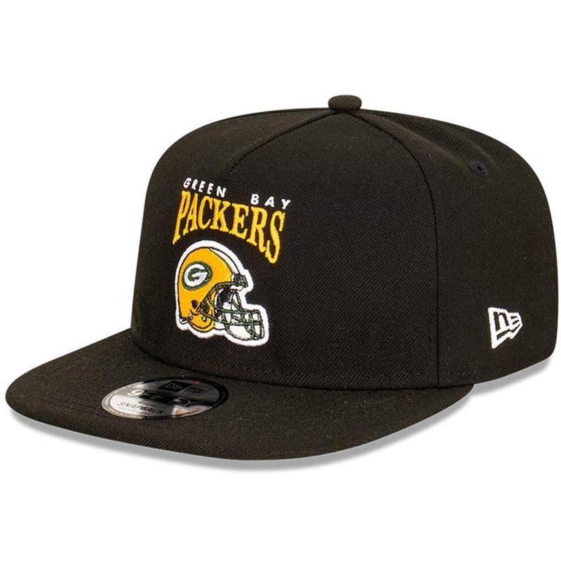Green Bay Packers New Era NFL Helmet Arch 9FIFTY A-Frame Snapback Hat – Black