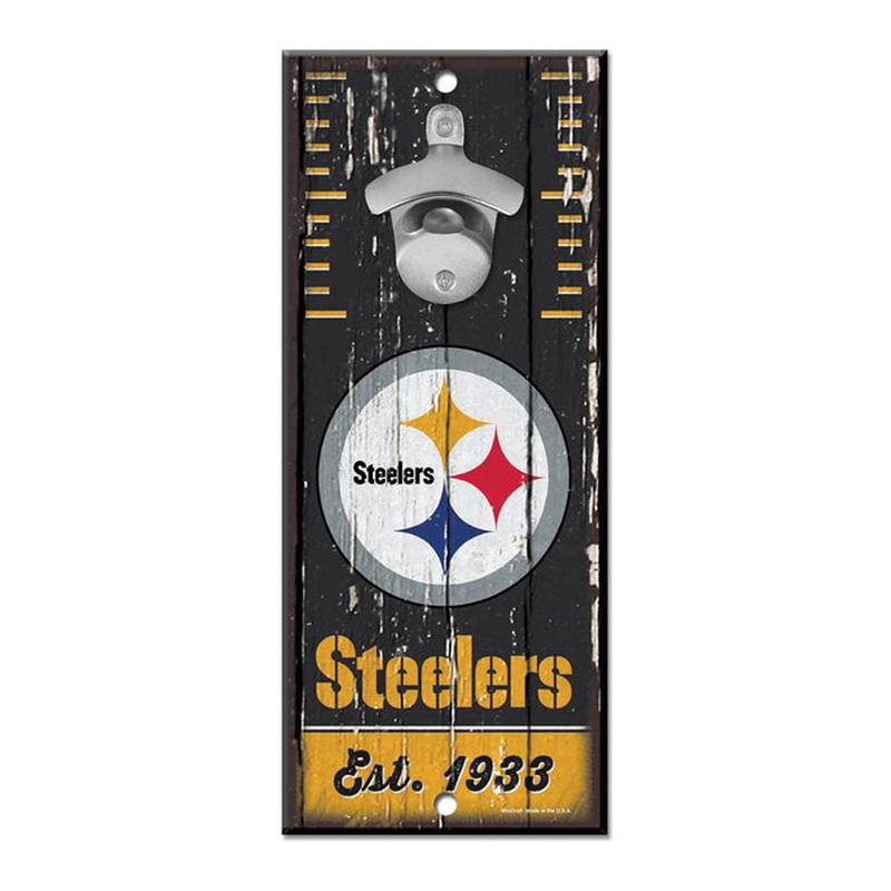 NFL Pittsburgh Steelers WinCraft 5″ x 12″ Bottle Opener Sign – Black