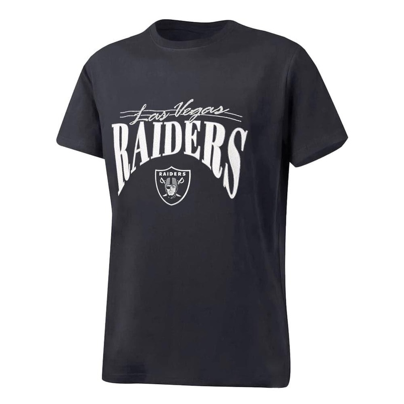 Womens Las Vegas Raiders Majestic NFL Arch Boxy T-Shirt – Faded Black