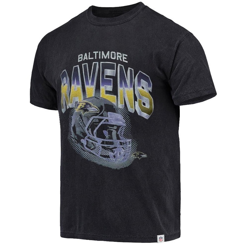 Baltimore Ravens Majestic NFL 3D Helmet Vintage T-Shirt – Faded Black