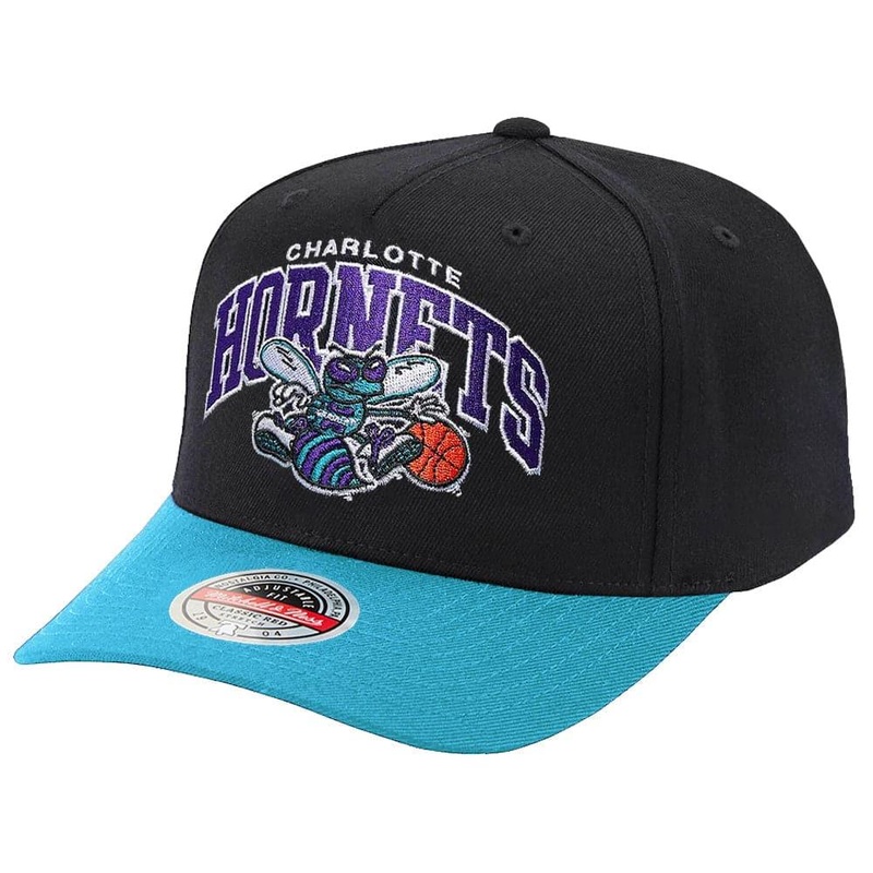 Charlotte Hornets Mitchell & Ness NBA HWC Team Arch Pro Crown Snapback Hat – Black