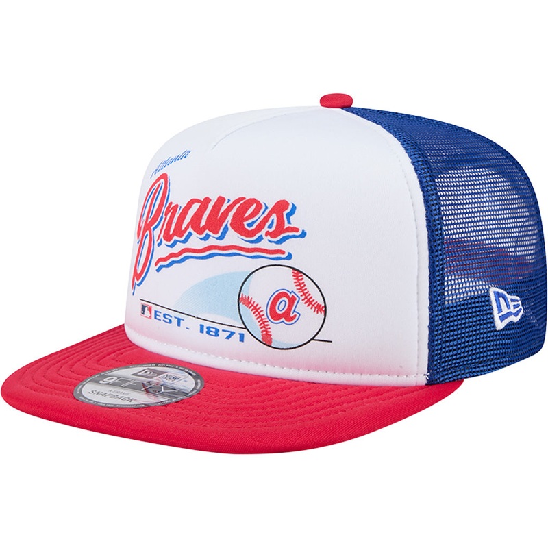 MLB Atlanta Braves New Era Retro Script 9FIFTY A-Frame Snapback Hat – White