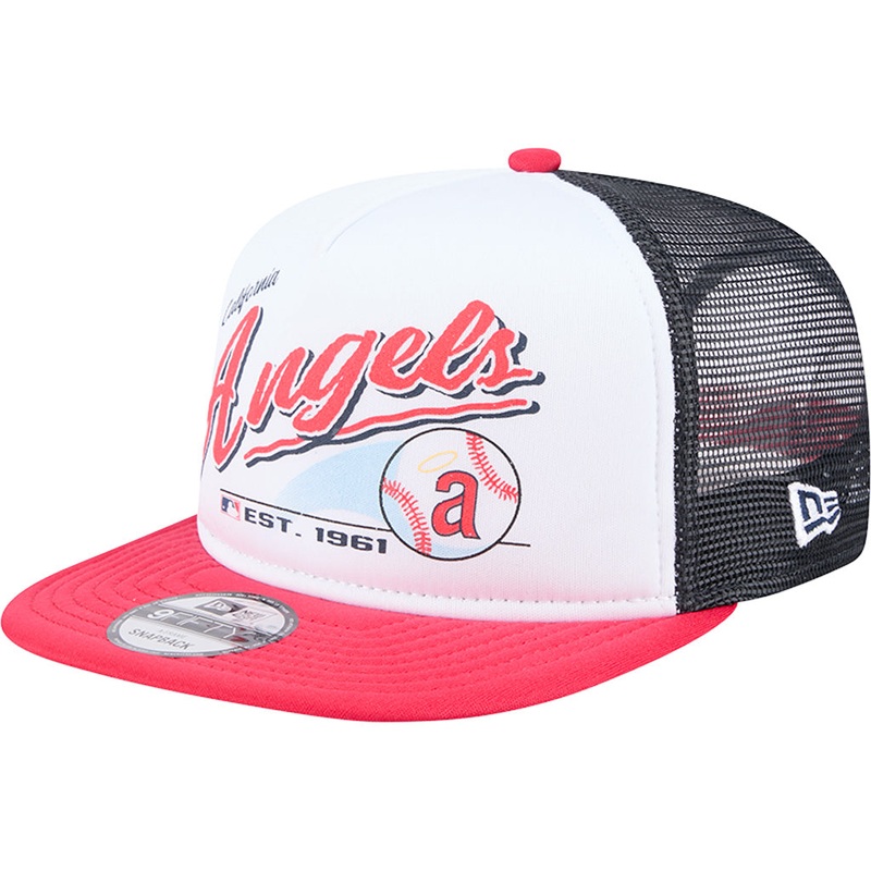 MLB Los Angeles Angels New Era Retro Script 9FIFTY A-Frame Snapback Hat – White
