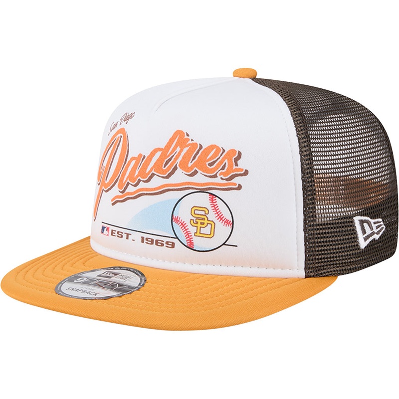 MLB San Diego Padres New Era Retro Script 9FIFTY A-Frame Snapback Hat – White
