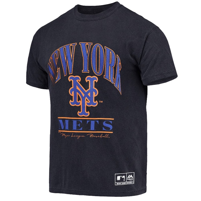 New York Mets Majestic MLB Classic Arch Vintage T-Shirt – Faded Black