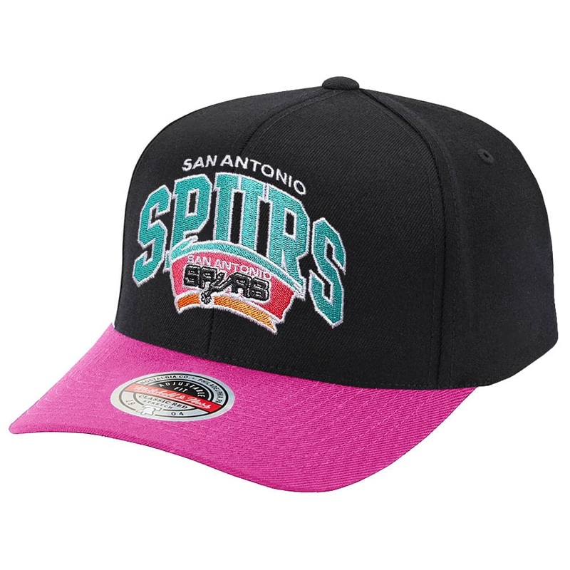 San Antonio Spurs Mitchell & Ness NBA HWC Team Arch Pro Crown Snapback Hat – Black