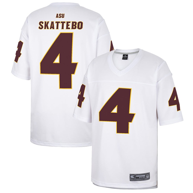 NCAA Arizona State Sun Devils Cam Skattebo Colosseum Replica Jersey – White