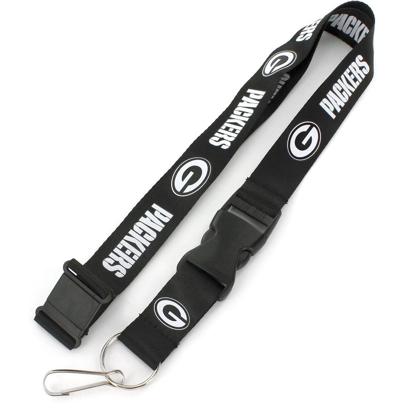 NFL Green Bay Packers Aminco Black & White Lanyard – Black