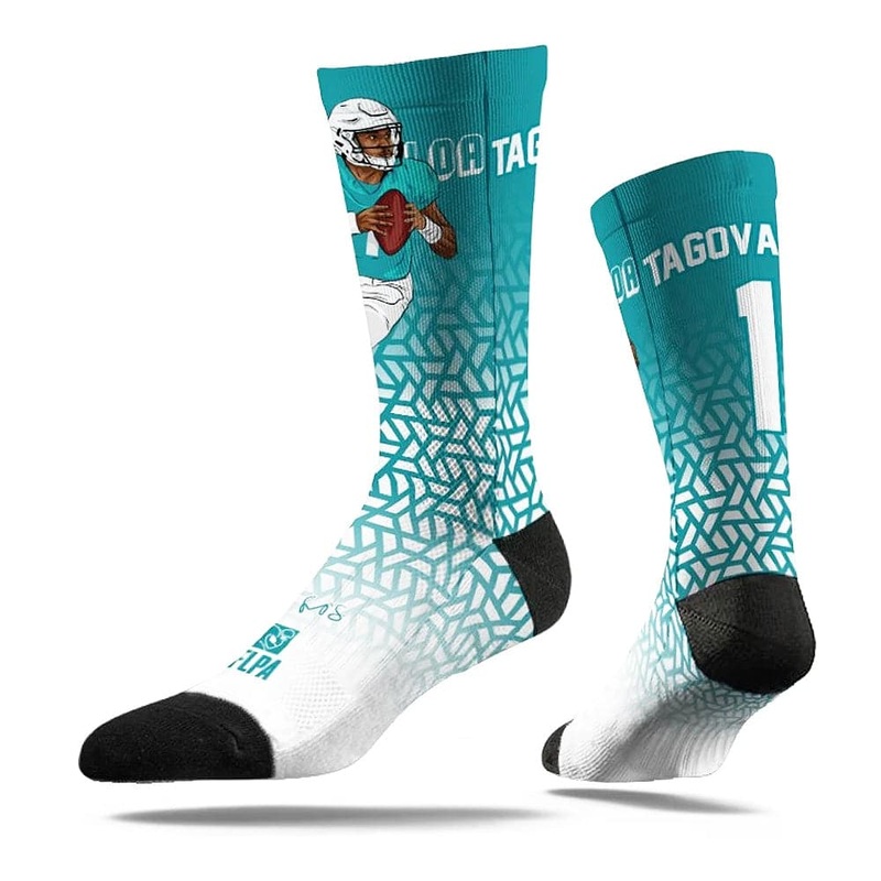 Tua Tagovailoa Miami Dolphins Strideline NFL Geometric Classic Crew Socks – Aqua