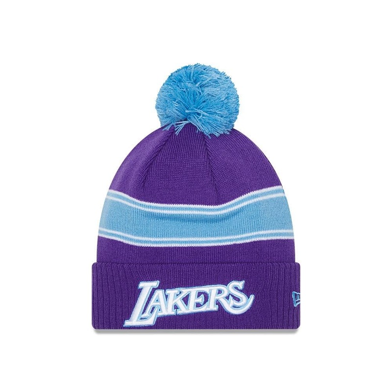 Youths Los Angeles Lakers New Era NBA 21-22 City Edition Knit Beanie – Purple