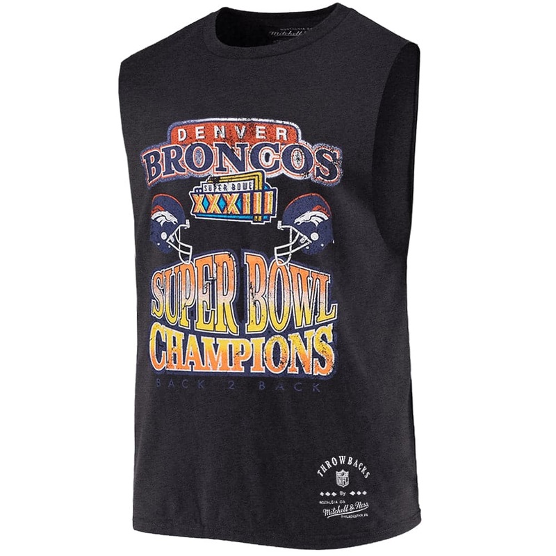 Denver Broncos Mitchell & Ness NFL SB XXXIII Champs Vintage Muscle T-Shirt – Faded Black