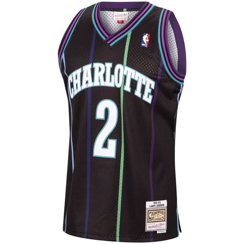 Larry Johnson Charlotte Hornets Mitchell & Ness NBA 92 Reload Swingman Jersey – Black