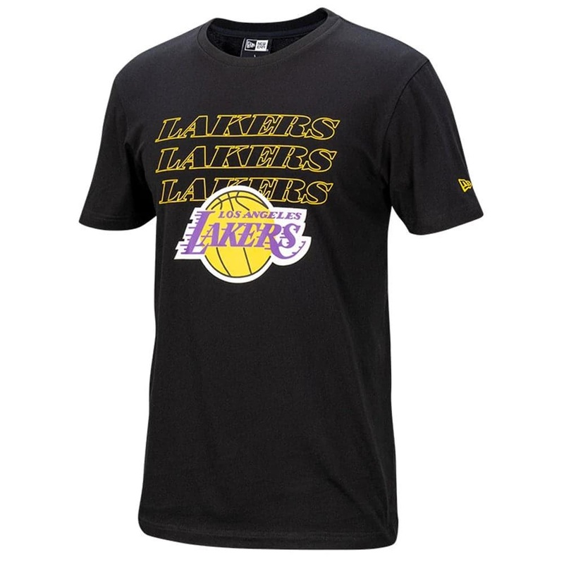 Los Angeles Lakers New Era NBA Neon Repeat T-Shirt – Black