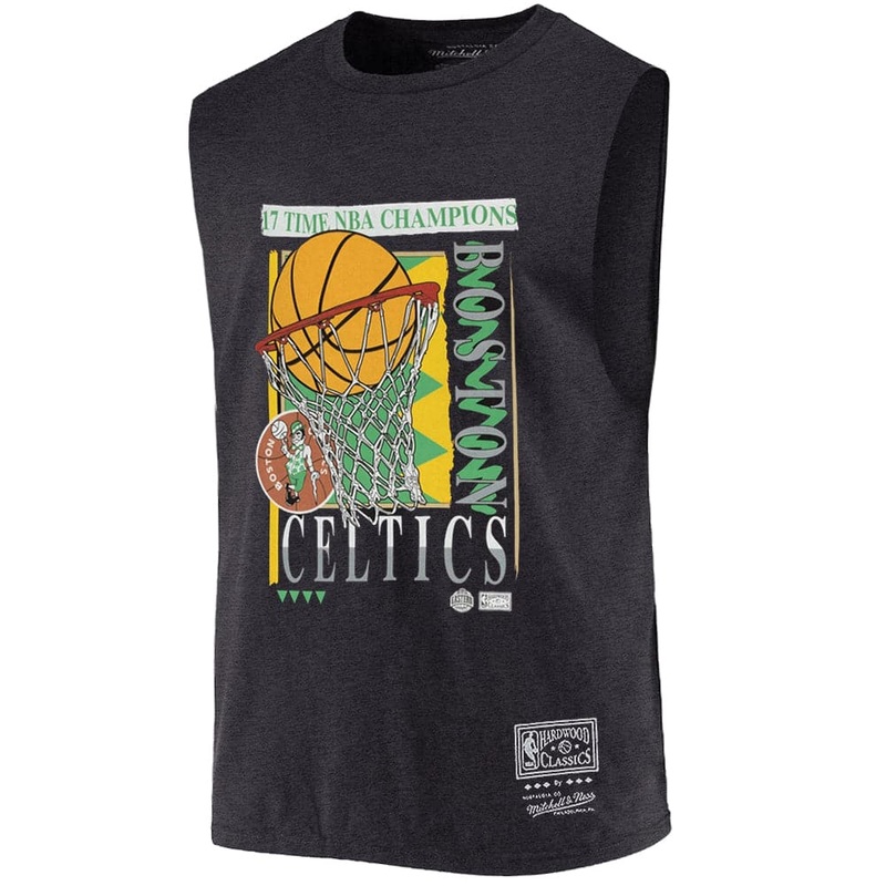 Boston Celtics Mitchell & Ness NBA Champs Vibe Vintage Muscle T-Shirt – Faded Black