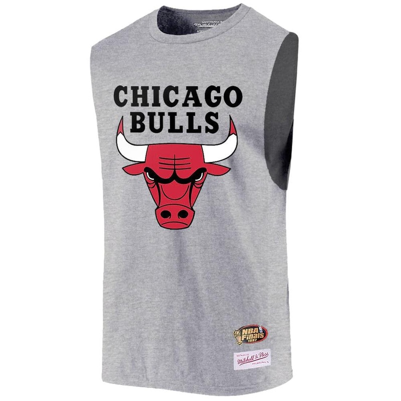 Chicago Bulls Mitchell & Ness NBA Retro Sleeveless Muscle T-Shirt – Grey Marle