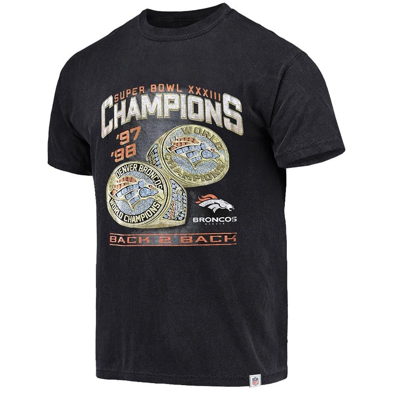 Denver Broncos NFL Champs Rings Vintage T-Shirt – Faded Black