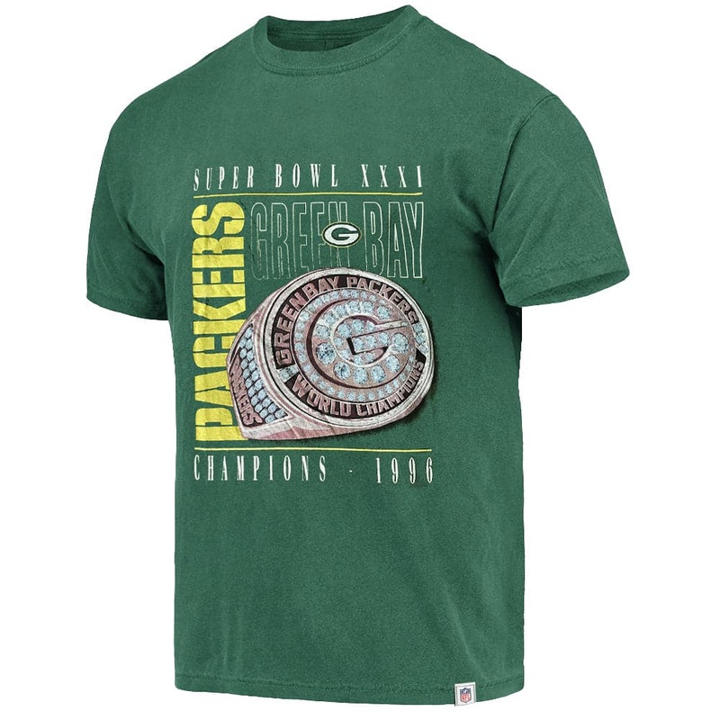 Green Bay Packers NFL Champs Rings Vintage T-Shirt – Faded Green