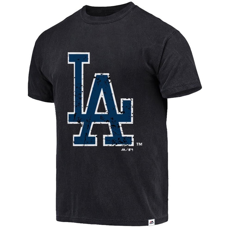 Los Angeles Dodgers Majestic MLB Big Logo Vintage T-Shirt – Black
