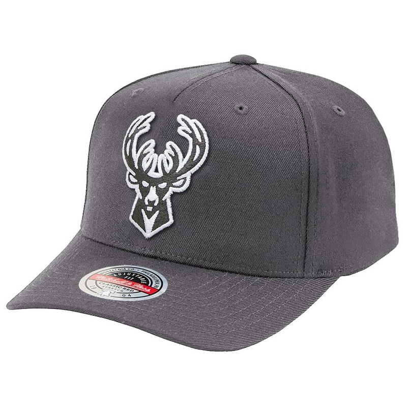 Milwaukee Bucks Mitchell & Ness NBA Laguana Curve Snapback Hat – Grey