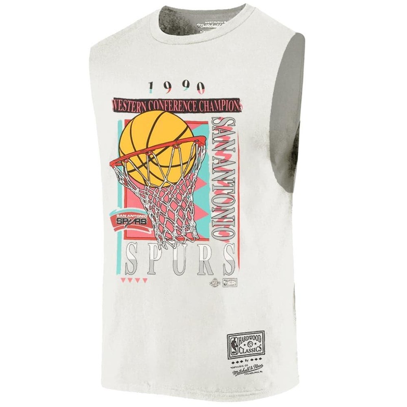 San Antonio Spurs Mitchell & Ness NBA Champs Vibe Vintage Muscle T-Shirt – White Sand