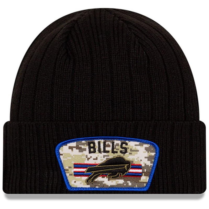 Buffalo Bills New Era NFL 2021 Salute To Service Cuffed Knit Beanie – Black