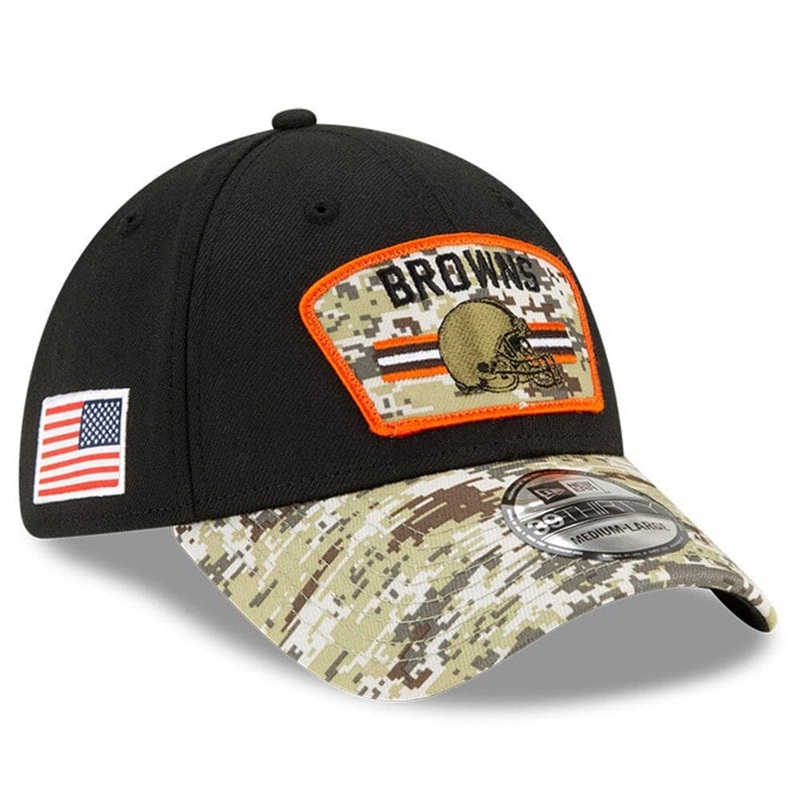 Cleveland Browns New Era NFL 2021 Salute To Service 39THIRTY Flex Fit Hat – Black