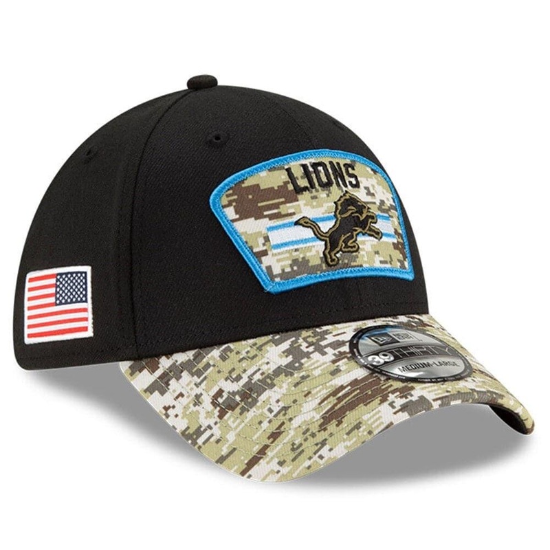 Detroit Lions New Era NFL 2021 Salute To Service 39THIRTY Flex Fit Hat – Black