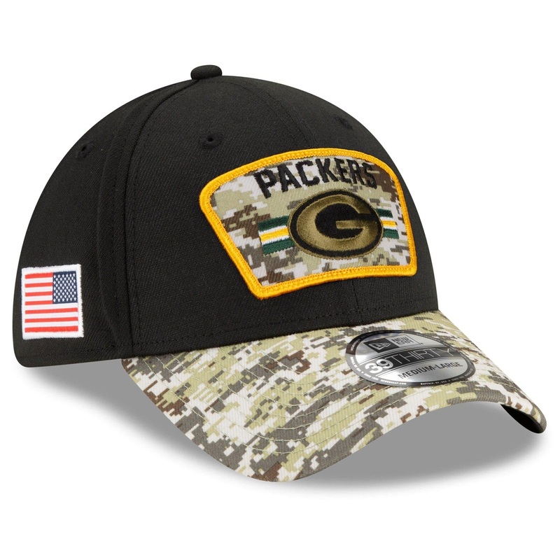 Green Bay Packers New Era NFL 2021 Salute To Service 39THIRTY Flex Fit Hat – Black
