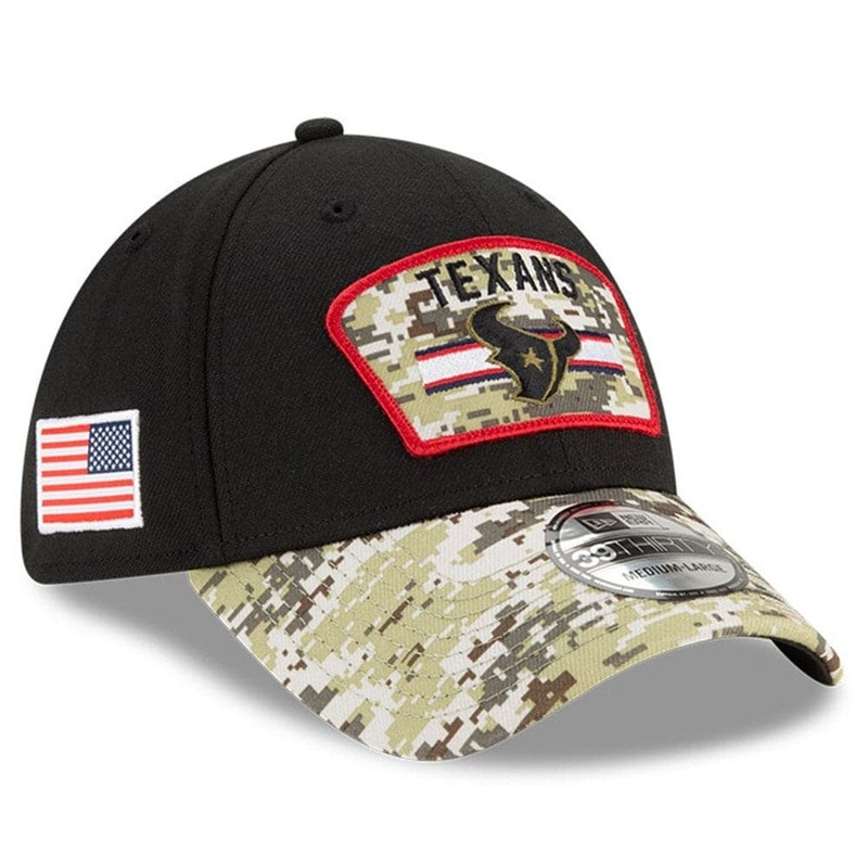 Houston Texans New Era NFL 2021 Salute To Service 39THIRTY Flex Fit Hat – Black