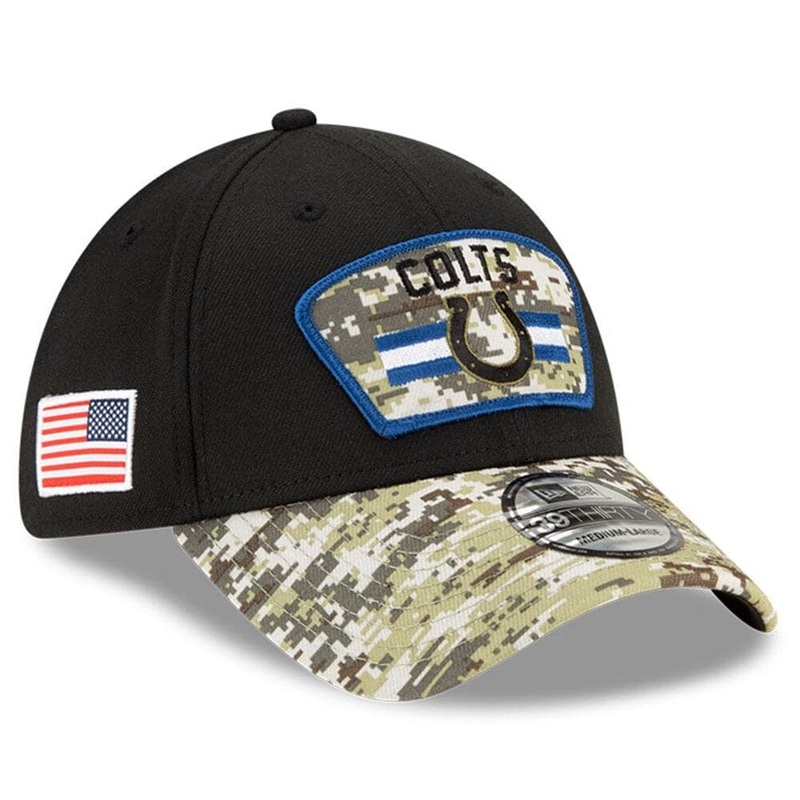 Indianapolis Colts New Era NFL 2021 Salute To Service 39THIRTY Flex Fit Hat – Black