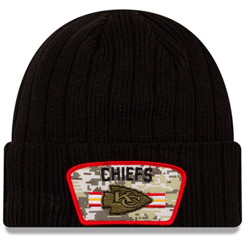 Kansas City Chiefs New Era NFL 2021 Salute To Service Cuffed Knit Beanie – Black