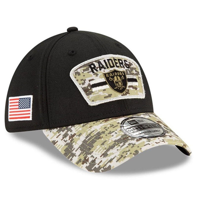 Las Vegas Raiders New Era NFL 2021 Salute To Service 39THIRTY Flex Fit Hat – Black