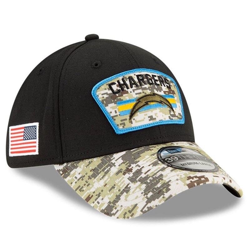 Los Angeles Chargers New Era NFL 2021 Salute To Service 39THIRTY Flex Fit Hat – Black