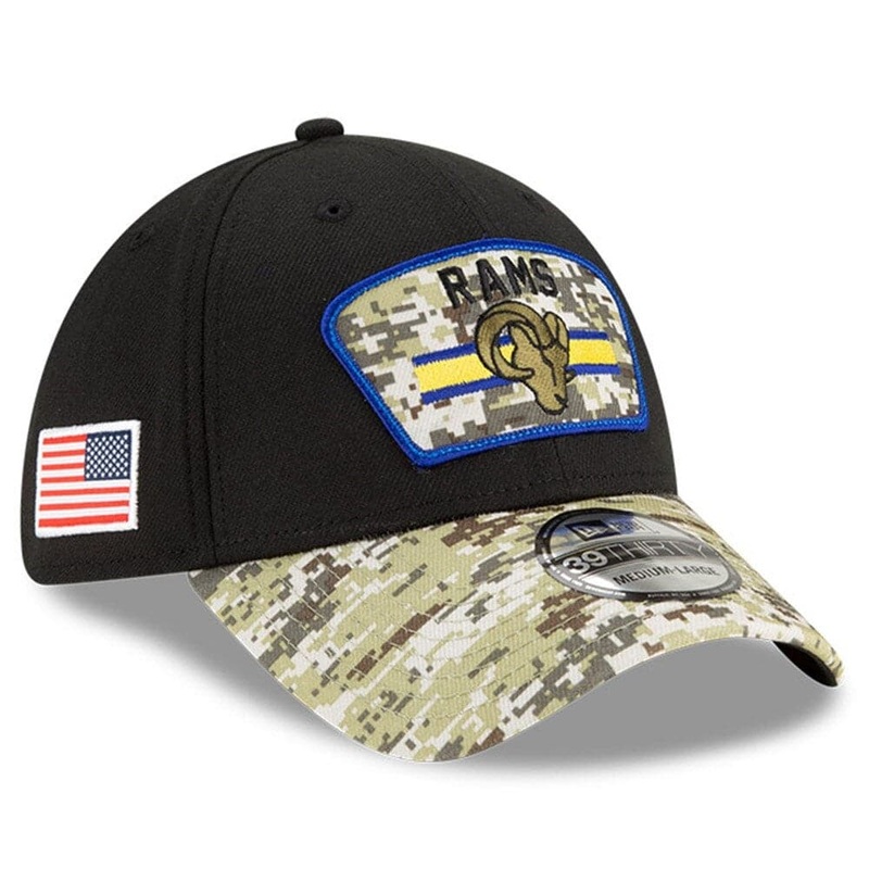 Los Angeles Rams New Era NFL 2021 Salute To Service 39THIRTY Flex Fit Hat – Black