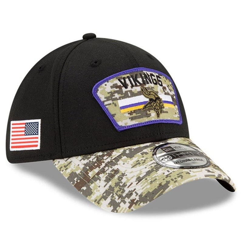 Minnesota Vikings New Era NFL 2021 Salute To Service 39THIRTY Flex Fit Hat – Black