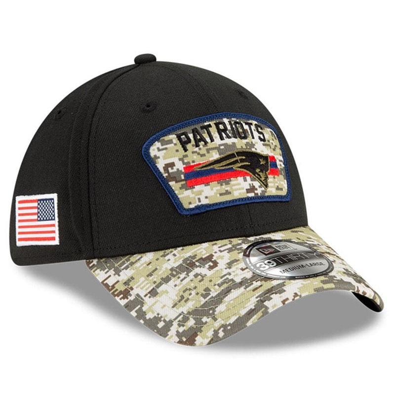 New England Patriots New Era NFL 2021 Salute To Service 39THIRTY Flex Fit Hat – Black