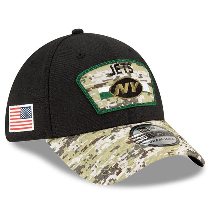 New York Jets New Era NFL 2021 Salute To Service 39THIRTY Flex Fit Hat – Black