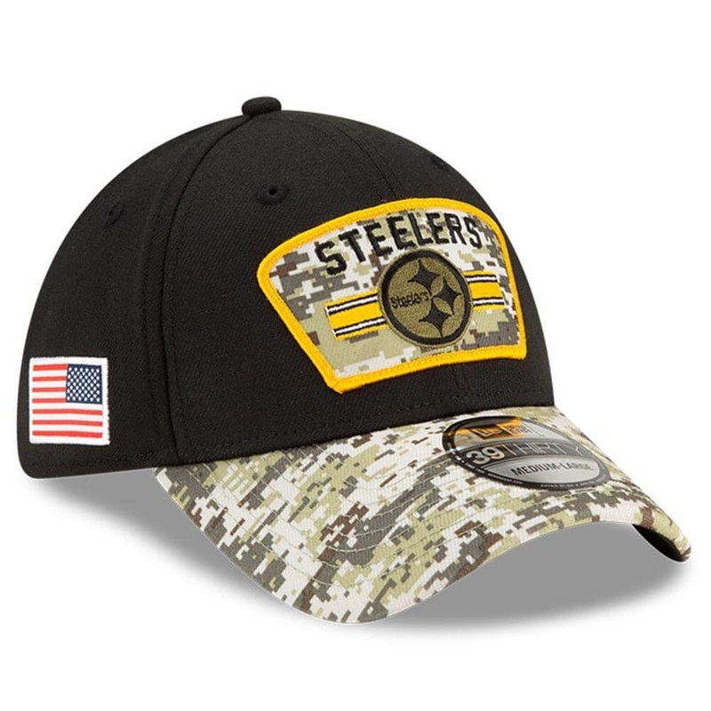Pittsburgh Steelers New Era NFL 2021 Salute To Service 39THIRTY Flex Fit Hat – Black