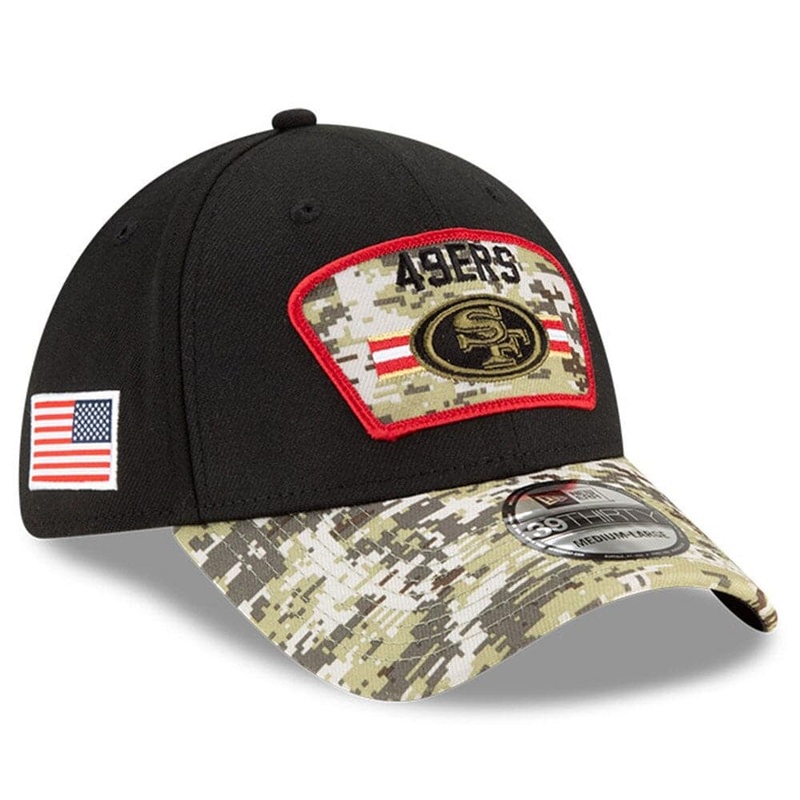 San Francisco 49ers New Era NFL 2021 Salute To Service 39THIRTY Flex Fit Hat – Black