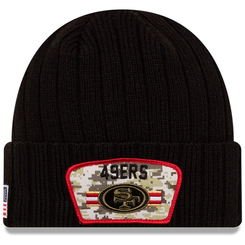San Francisco 49ers New Era NFL 2021 Salute To Service Cuffed Knit Beanie – Black