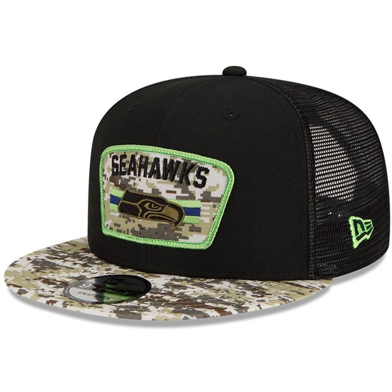 Seattle Seahawks New Era NFL 2021 Salute To Service 9FIFTY Snapback Hat – Black