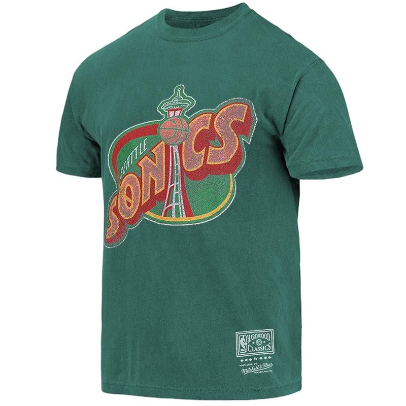 Seattle Supersonics Mitchell & Ness NBA HWC Big Logo Vintage T-Shirt – Green