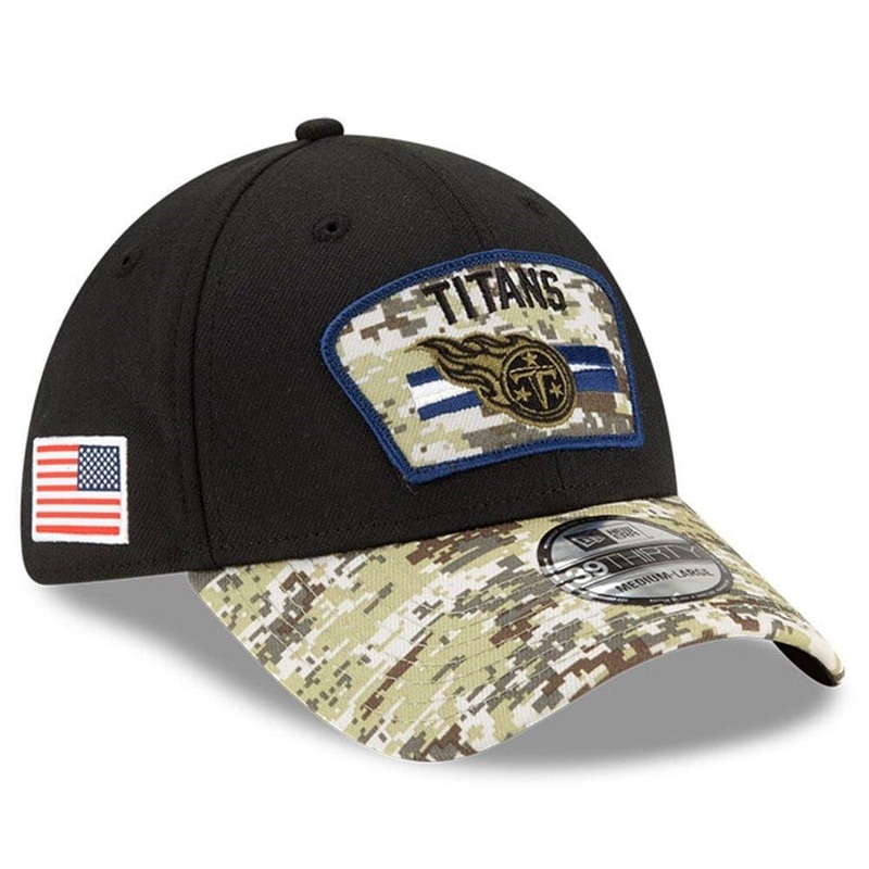 Tennessee Titans New Era NFL 2021 Salute To Service 39THIRTY Flex Fit Hat – Black