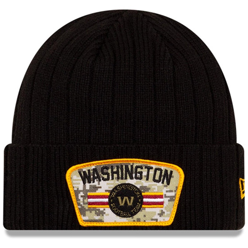 Washington Football Team New Era NFL 2021 Salute To Service Cuffed Knit Beanie – Black
