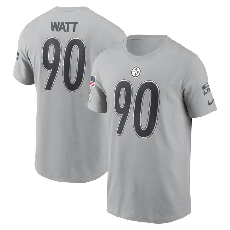 NFL Pittsburgh Steelers T.J. Watt 2024 Salute to Service Name & Number T-Shirt – Gray