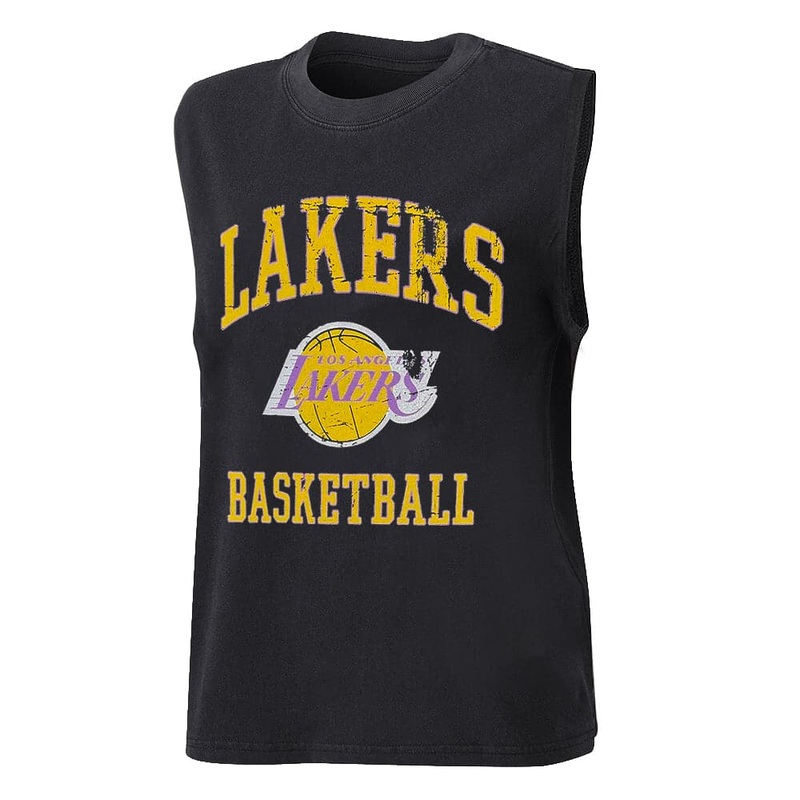 Womens Los Angeles Lakers Mitchell & Ness NBA Locker Room Vintage Tank T-Shirt – Faded Black