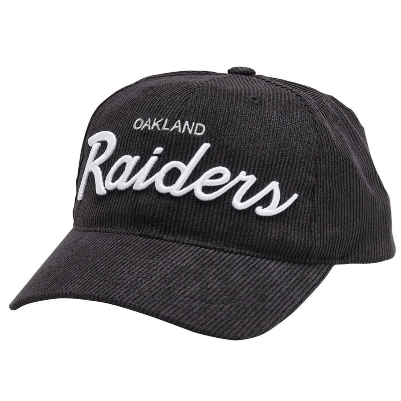 Las Vegas Raiders Mitchell & Ness NFL Montage Pre-Curved Deadstock Snapback Hat – Black
